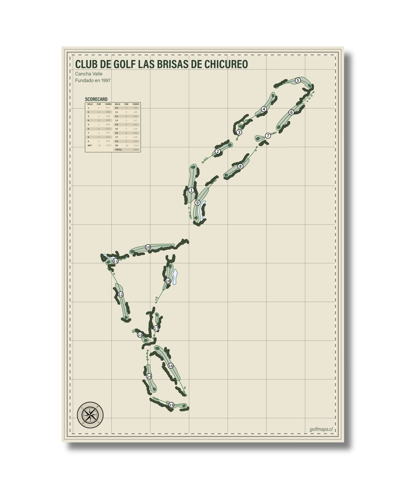 Lámina Club de Golf Las Brisas de Chicureo (Valle) - Safari Series