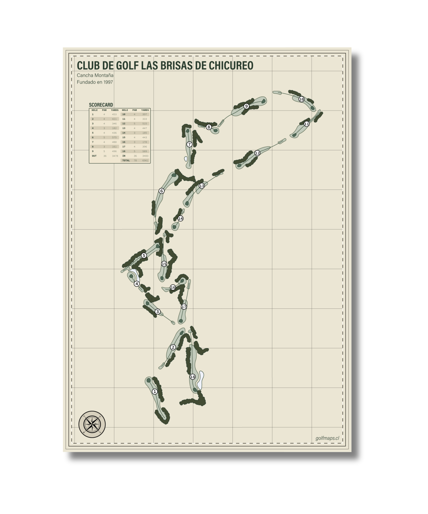 Lámina Club de Golf Las Brisas de Chicureo (Montaña) - Safari Series