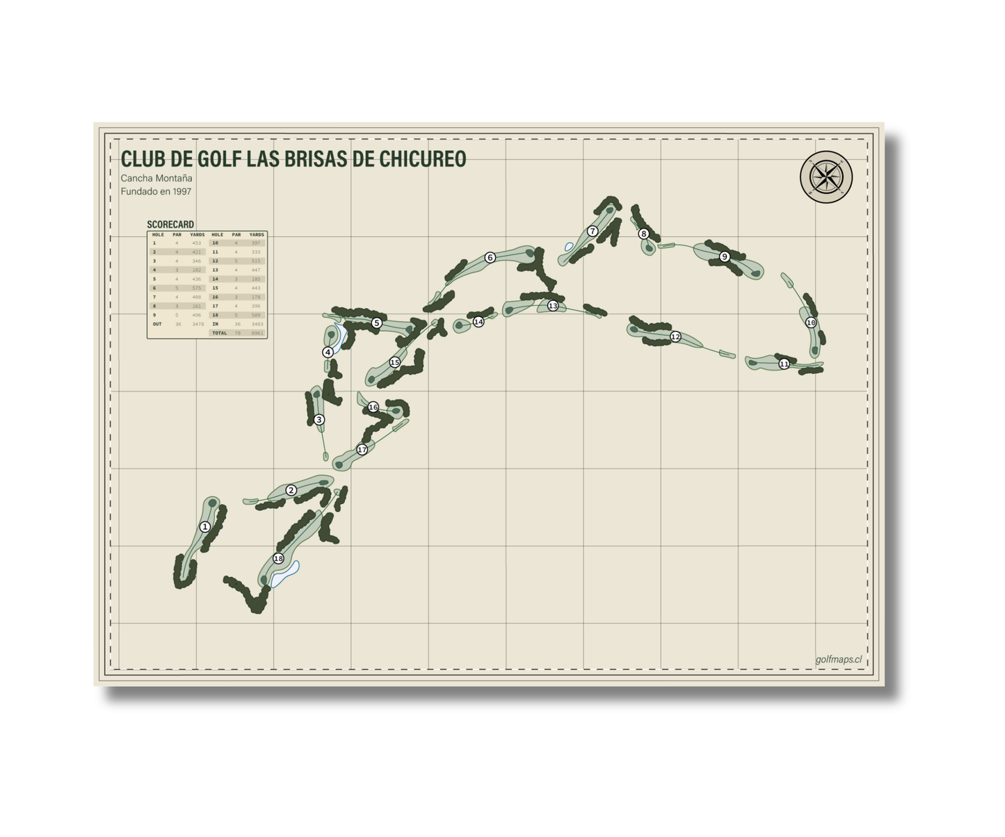 Lámina Club de Golf Las Brisas de Chicureo (Montaña) - Safari Series